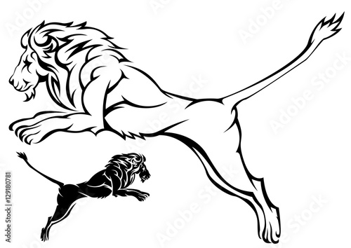 Fototapeta Naklejka Na Ścianę i Meble -  Lion black outline