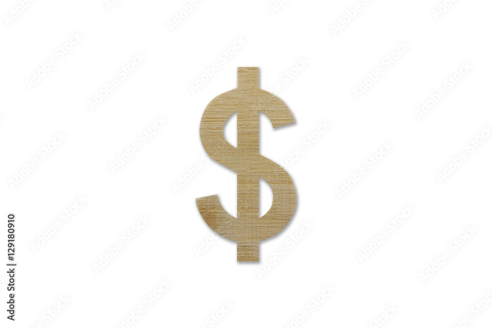 US dollar symbol made from wood isolated on white background US dollar symbol made from wood isolated on white background