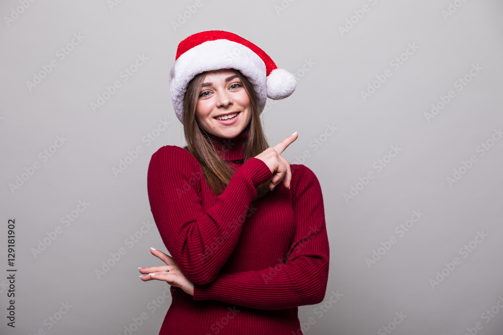 Christmas girl with different gesture and santa hat Christmas girl with different gesture and santa hat