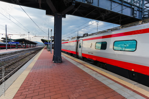 Fotografie High speed passenger trains on railroad platform