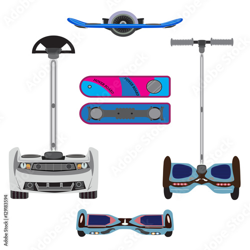 Vector set of self-balanced electric scooters, hoverboard