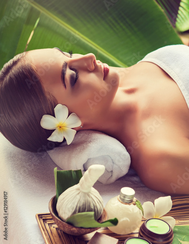 Body care. Spa body massage treatment. The girl relaxes in the spa salon