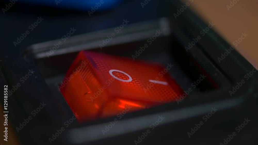 Power buttons and lights switch off and on. Super close up macro.