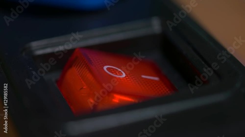 Power buttons and lights switch off and on. Super close up macro.