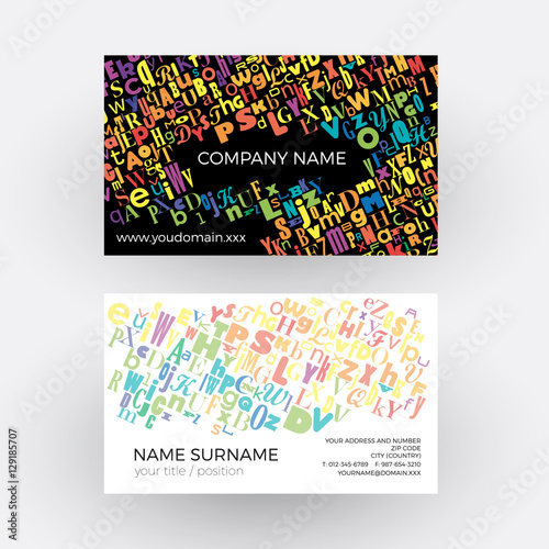 Vector abstract confuse alphabet, writer concept. Business card