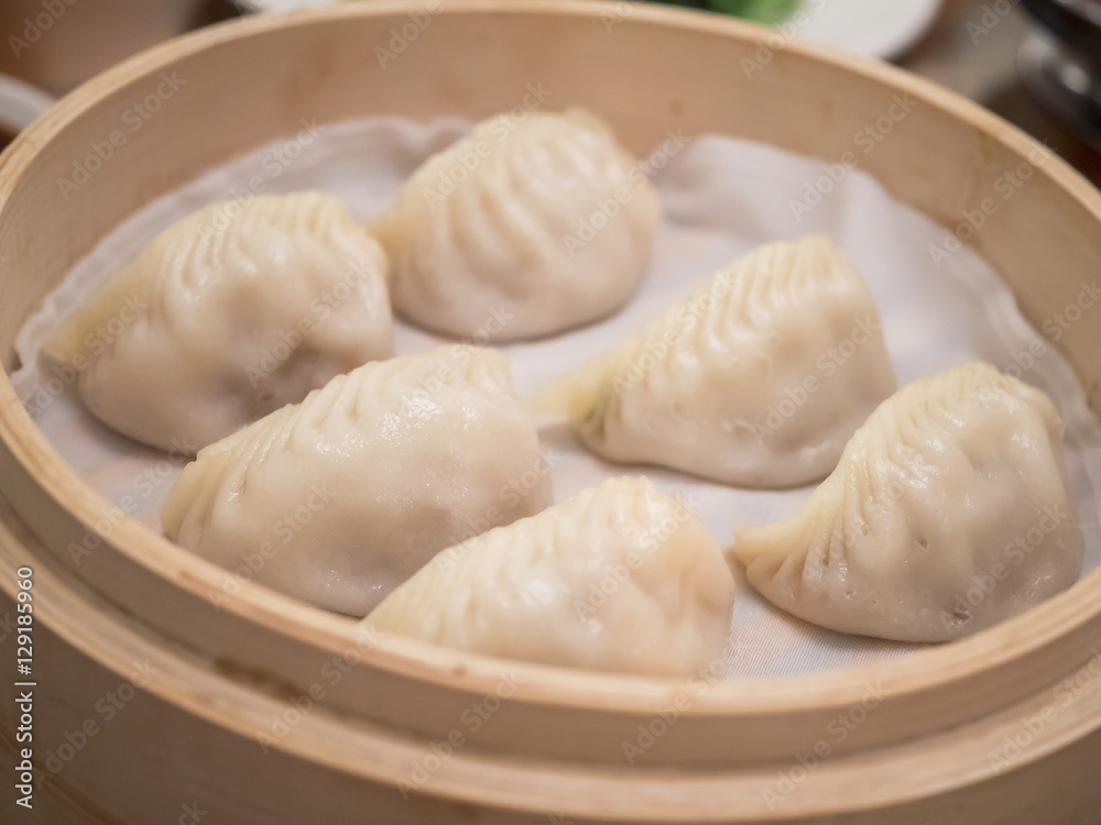 Closeup of Streamed shrimp Dumplings Taiwan food 3