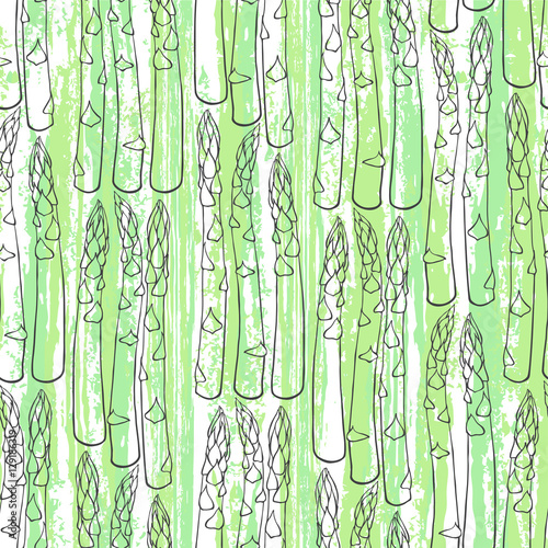 Food art background with asparagus. Seamless vector pattern.