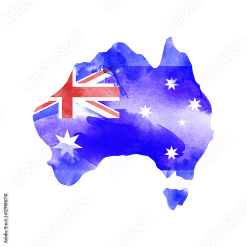 Australien  watercolor vector map