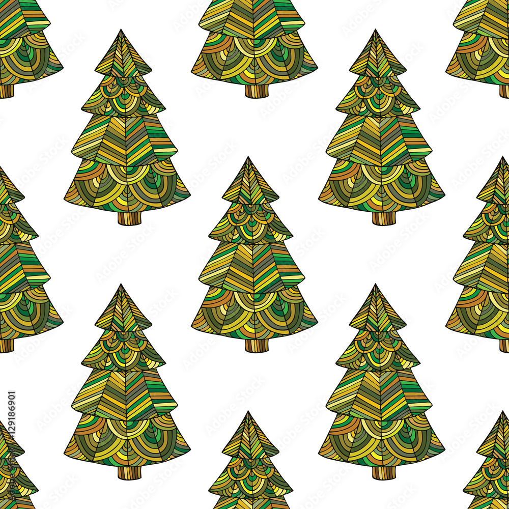 Fototapeta premium Seamless pattern with the image of a Christmas tree