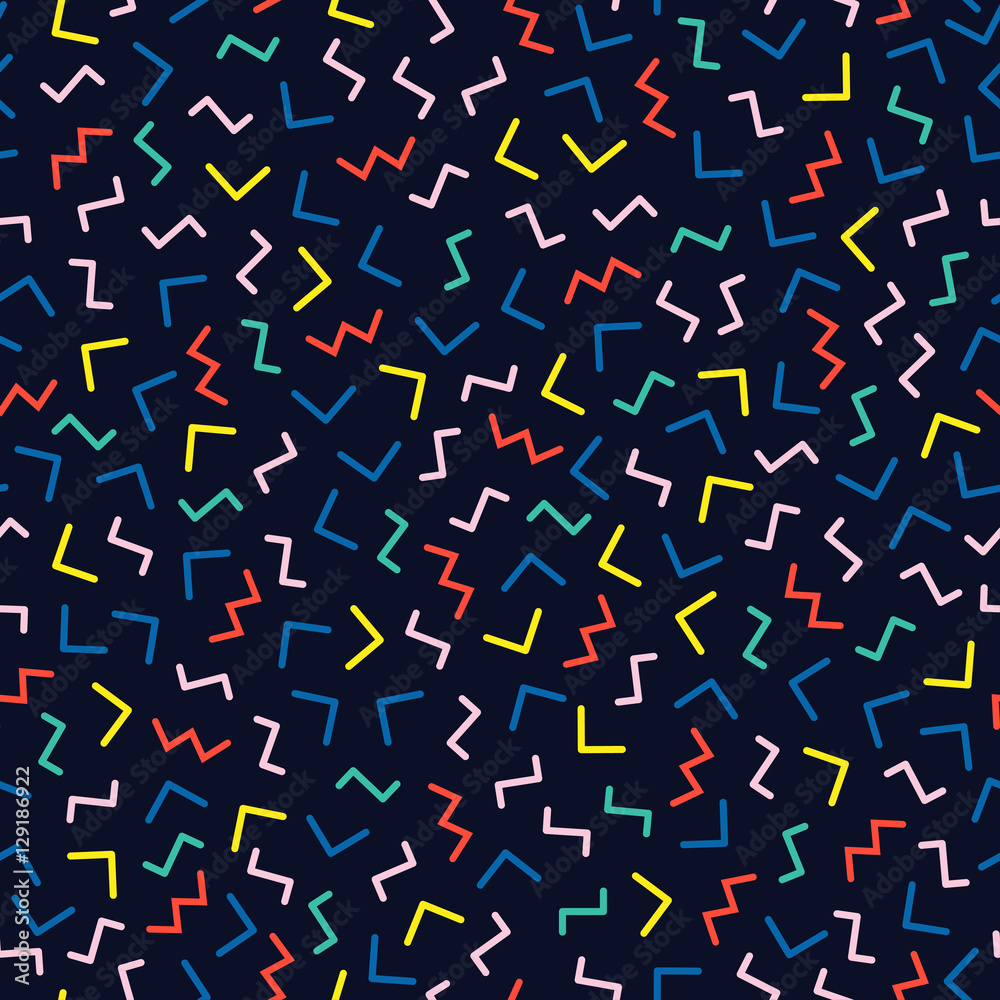 Retro memphis geometric line shapes seamless patterns. Hipster fashion 80- 90s. Abstract jumble textures. Black and white. Zigzag lines. Memphis style  for printing, website, fabric design, poster. Stock Vector | Adobe Stock