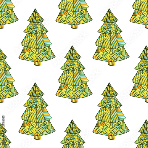 Seamless pattern with the image of a Christmas tree