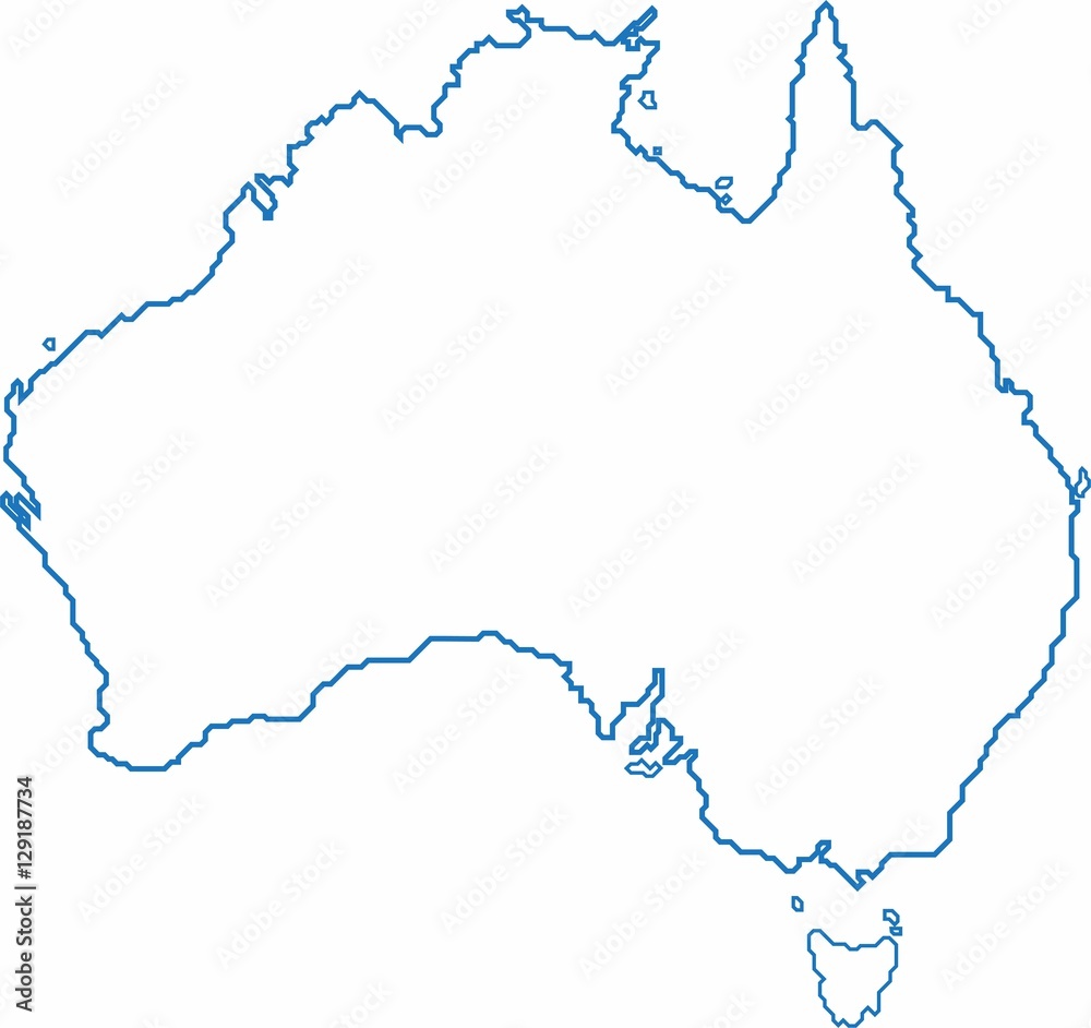 Blue outline Australia map on white background. Vector illustration. - obrazy, fototapety, plakaty 
