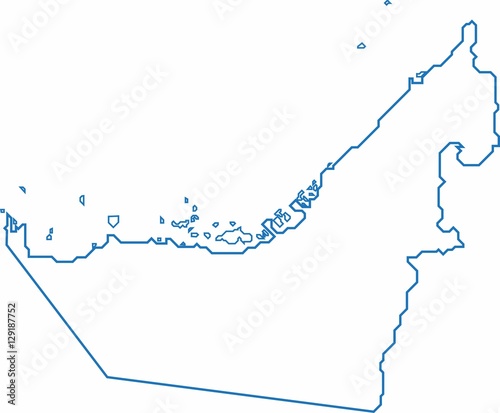 Blue outline UAE map on white background. Vector illustration.