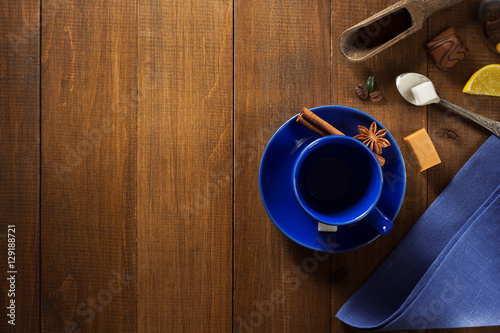 empty cup of coffee on wood