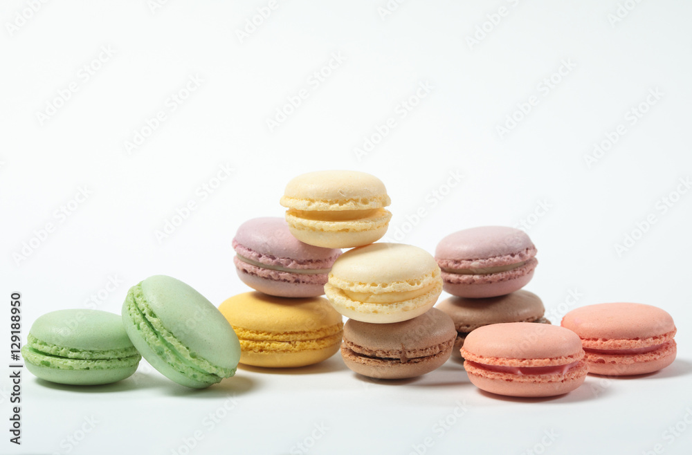 Sweet and colourful french macaroons, pastel color, french cuisi Sweet and colourful french macaroons, pastel color, french cuisi