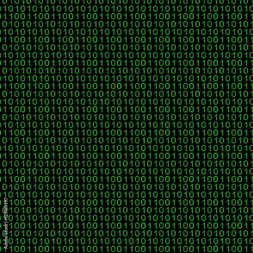Binary computer code. Vector seamless pattern. Digital background. Pixel art.