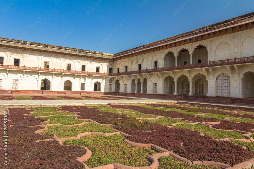 Garden in Amber Palace in Jaipur India