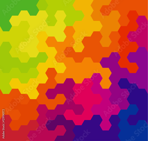 Hexagon abstract vector pattern in rainbow colors
