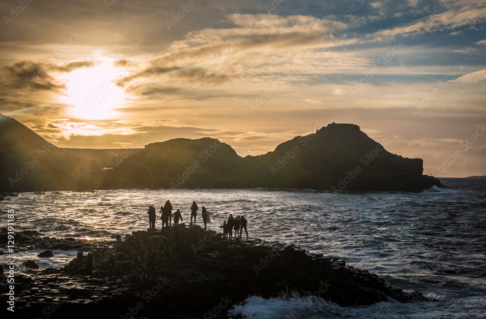 Sunset in the Giants causeway