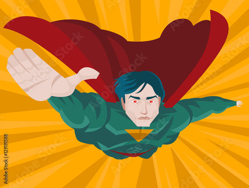 superhero flying with cape