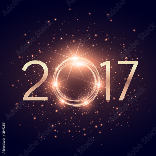 glowing 2017 text with glitter shiny effect