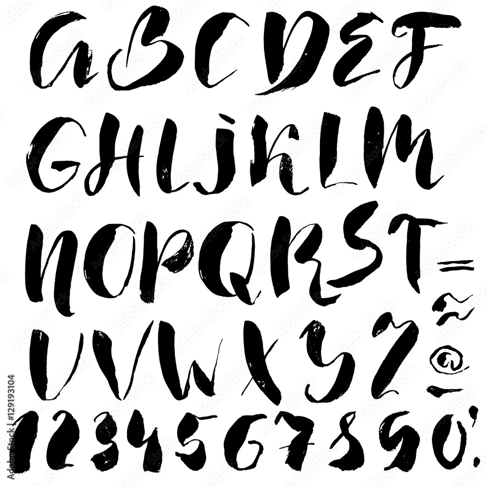 Hand drawn font made by dry brush strokes. Grunge style alphabet Hand drawn font made by dry brush strokes. Grunge style alphabet