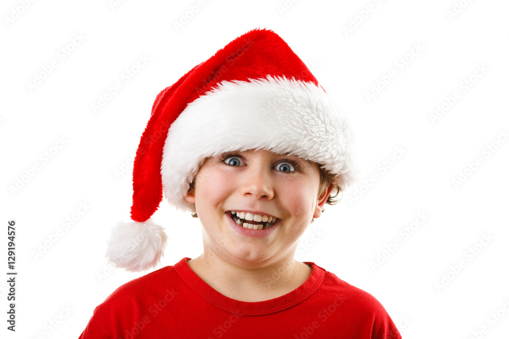 Christmas time - boy with Santa Claus Hat Christmas time - boy with Santa Claus Hat
