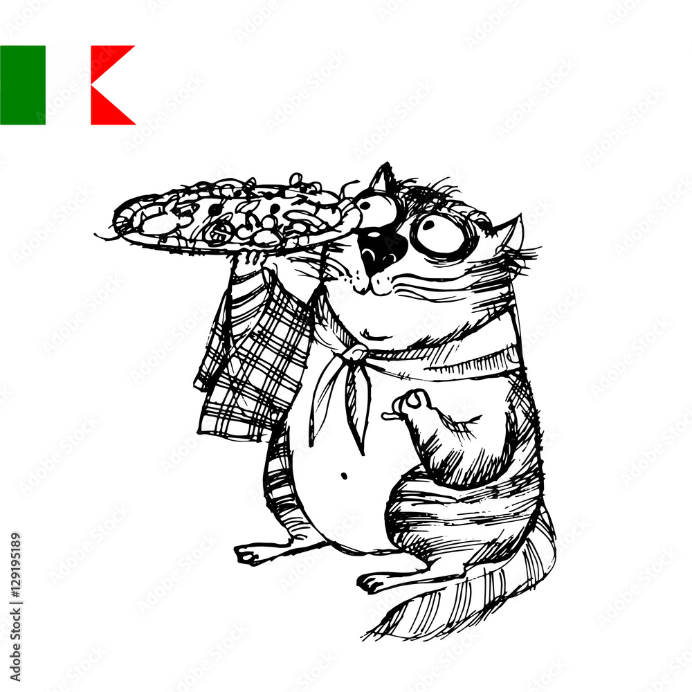 Naklejka premium italian funny cat