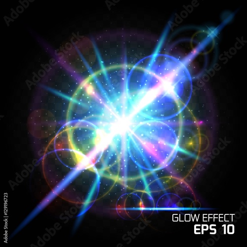 Wallpaper Mural Effect of particle, bright lighting effects, magic ball. Glow Dust Sparks luxury design bright background, glow bright glare lighting effect on clear dark background Torontodigital.ca