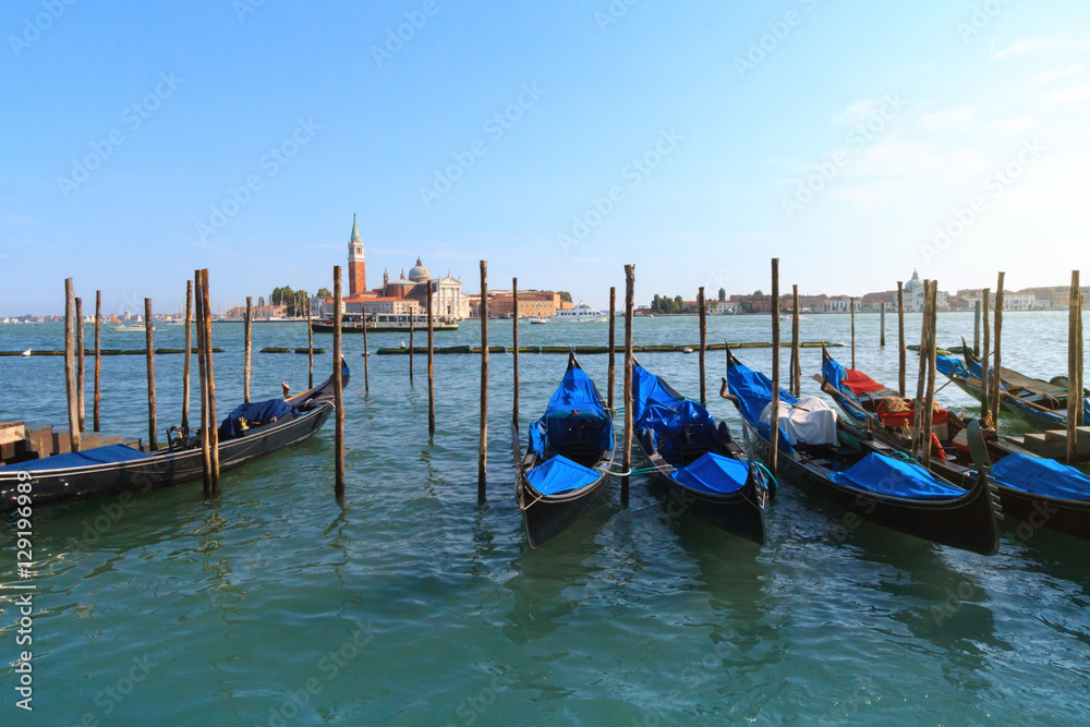 Gondolas and Church of San Giorgio Maggiore in Venice