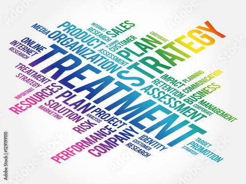 Treatment word cloud collage, business concept background