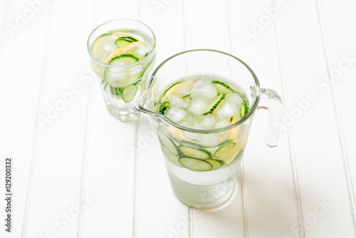 Water detox with cucumber and lemon.