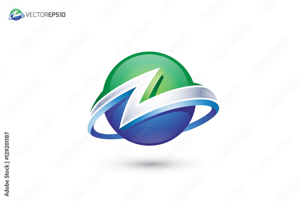 Abstract Letter Z Logo - 3D Sphere Logo - obrazy, fototapety, plakaty 