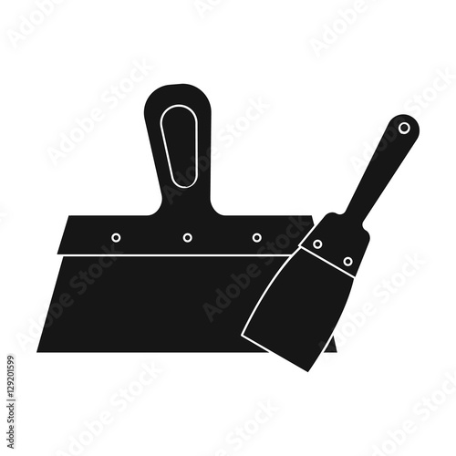 Putty knives icon in black style isolated on white background. Build and repair symbol stock vector illustration.