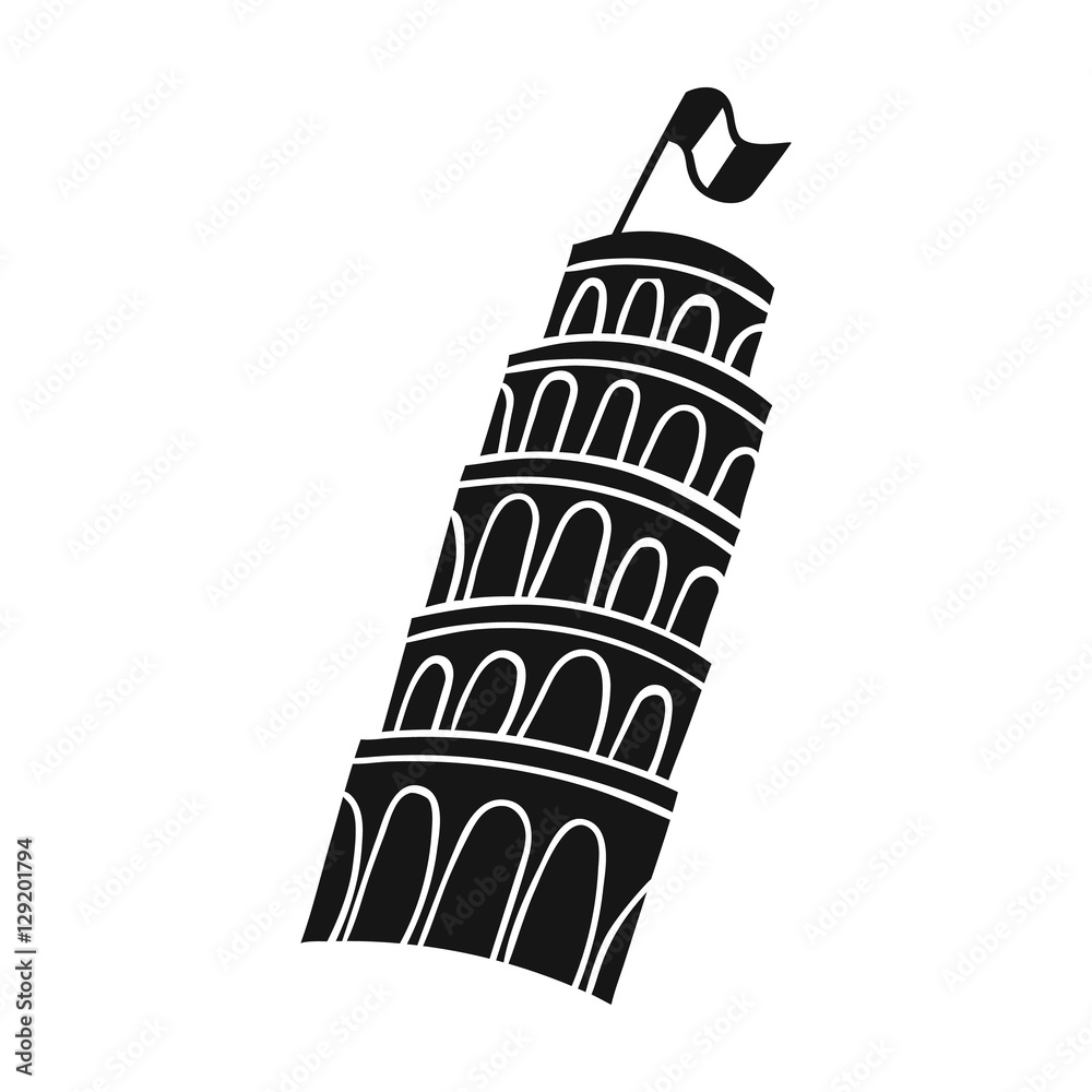 Fototapeta Tower of Pisa in Italy icon in black style isolated on white background. Italy country symbol stock vector illustration.