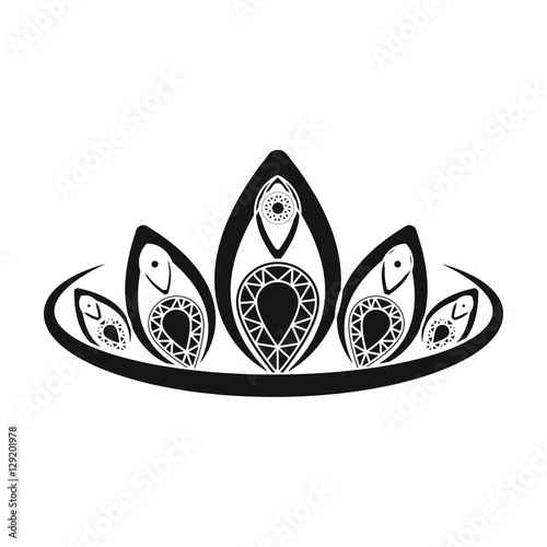 Diadem icon in black style isolated on white background. Jewelry and accessories symbol stock vector illustration.