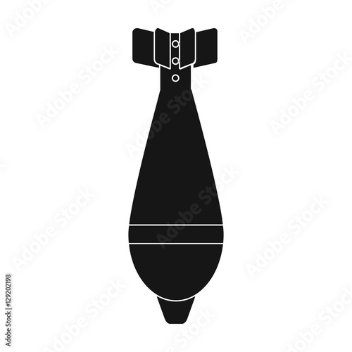 Military mortar bomb icon in black style isolated on white background. Military and army symbol stock vector illustration