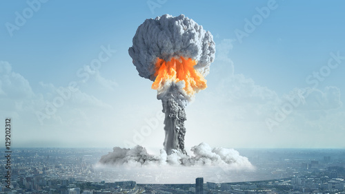 Schilderij op canvas The explosion of a nuclear bomb in the city.