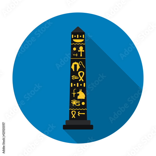 Luxor obelisk icon in flat style isolated on white background. Ancient Egypt symbol stock vector illustration.