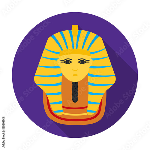 Pharaoh's golden mask icon in flat style isolated on white background. Ancient Egypt symbol stock vector illustration.
