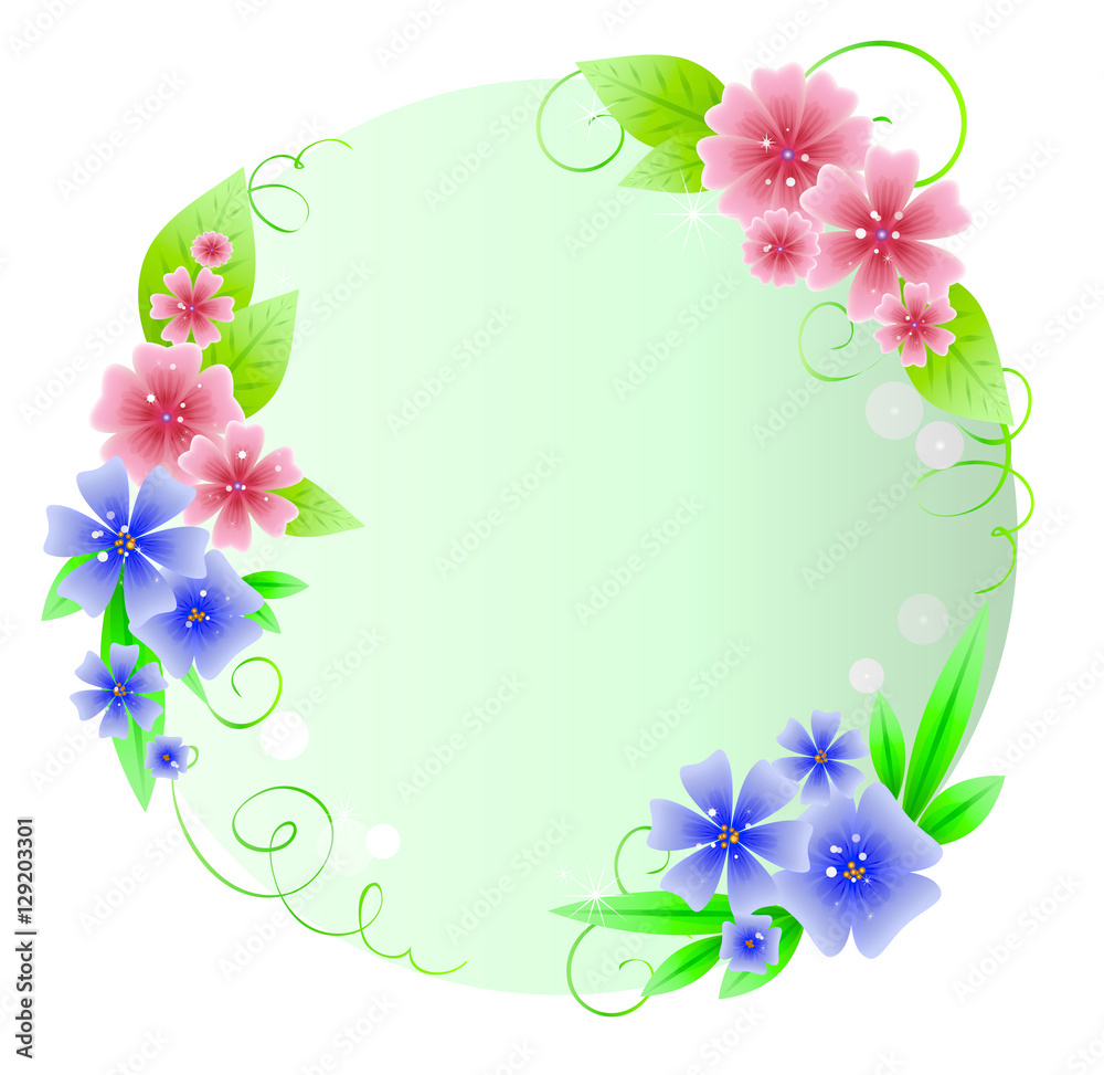 Beautiful round frame from flowers and stars