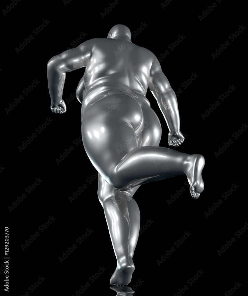 3d illustration of an overweight woman running