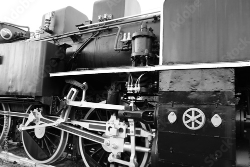 Steam Locomotive in Japan. Black and White Photos.