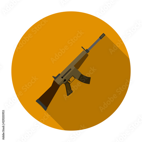 Military assault rifle icon in flat style isolated on white background. Military and army symbol stock vector illustration