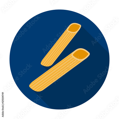 Penne rigate pasta icon in flat style isolated on white background. Types of pasta symbol stock vector illustration.