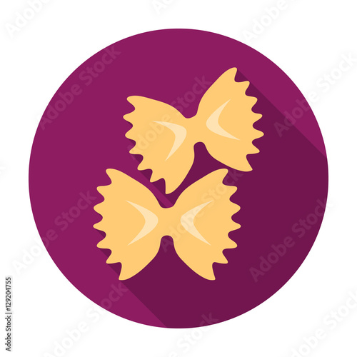 Farfalle icon pasta in flat style isolated on white background. Types of pasta symbol stock vector illustration.