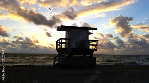 Sunrise Sea Sonnenaufgang Meer Strandwache Baywatch Rettungsschwimmer Miami Beach Florida