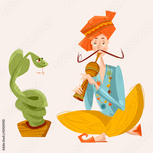 Indian snake charmer.