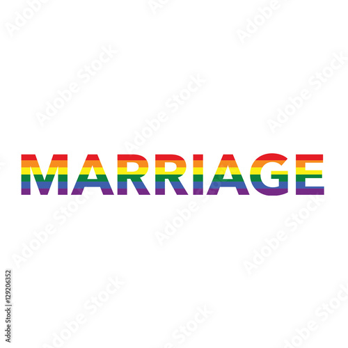 Marriage: Rainbow color calligraphy