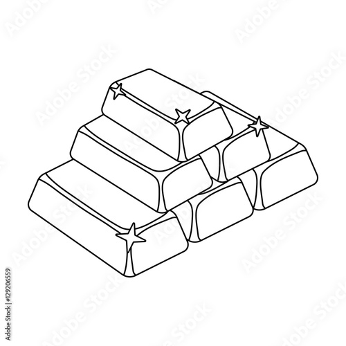 Golden bars icon in outline style isolated on white background. USA country symbol stock vector illustration.